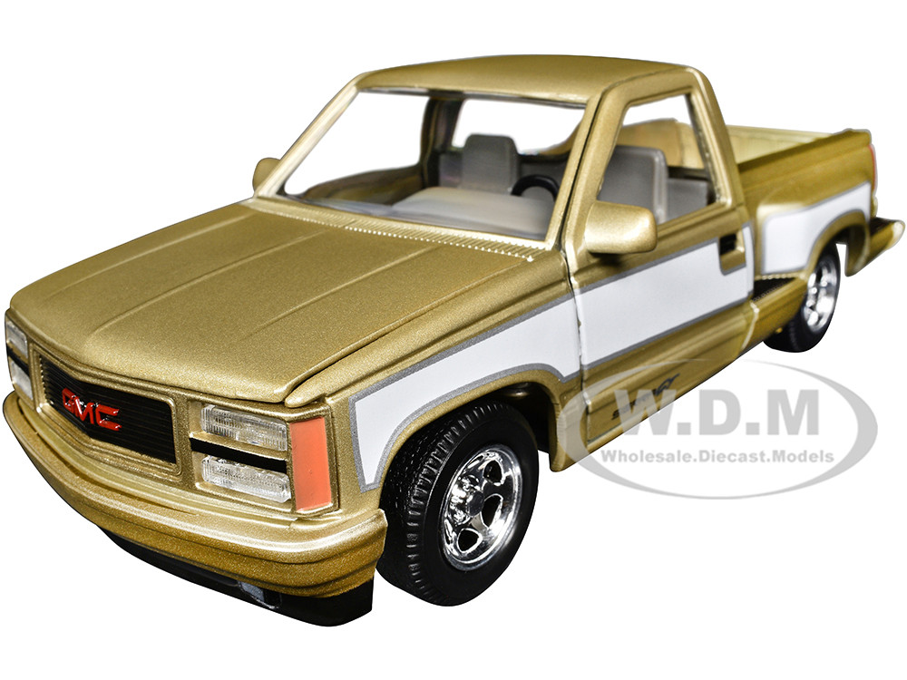 1992 GMC Sierra GT Pickup Truck Gold Metallic with White Sides "American Classics" Series 1/24 Diecast Model Car by Motormax diecast model