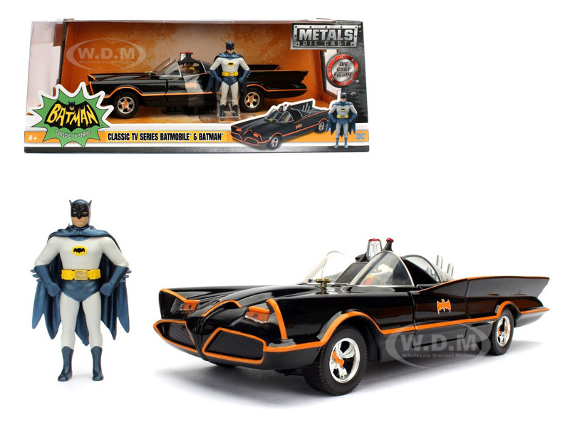 1966 Classic TV Series Batmobile with Diecast Batman and Plastic Robin in the car 1/24 Diecast Model Car by Jada diecast model