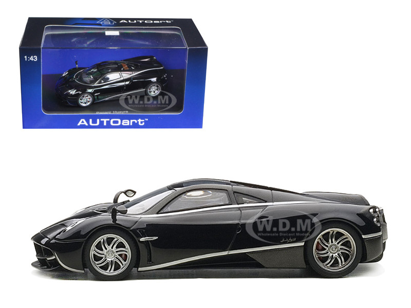 Pagani Huayra Black with Silver Stripes 1/43 Diecast Model Car by Autoart diecast model