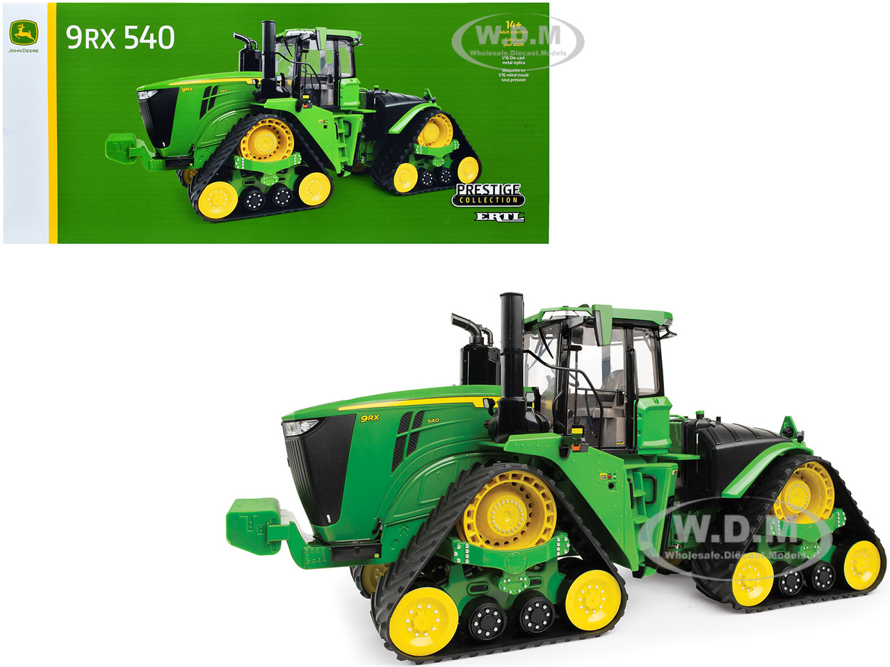 John Deere 9RX 540 Tractor with Tracks Green "Prestige Collection" Series 1/16 Diecast Model by ERTL TOMY diecast model