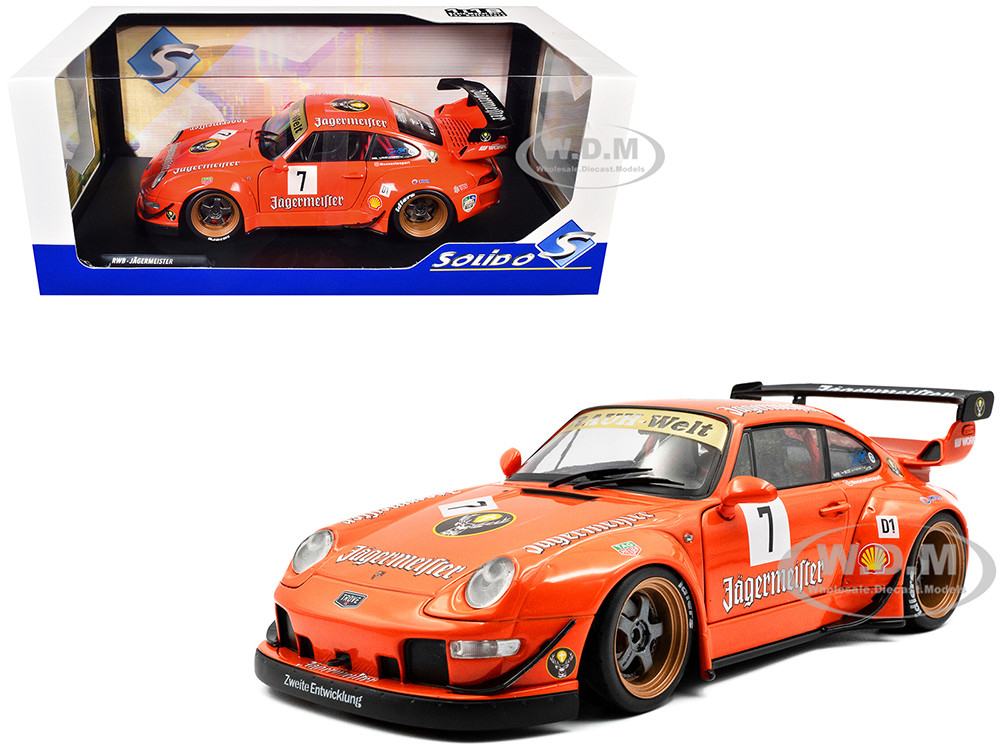 2020 RWB Bodykit #7 "Jagermeister" Orange with Graphics 1/18 Diecast Model Car by Solido diecast model