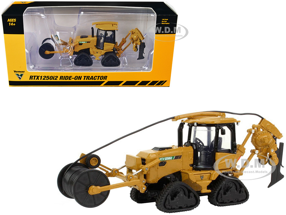 Vermeer RTX1250i2 Ride-On Tractor with Hose Attachment Yellow 1/64 Diecast Model by SpecCast diecast model