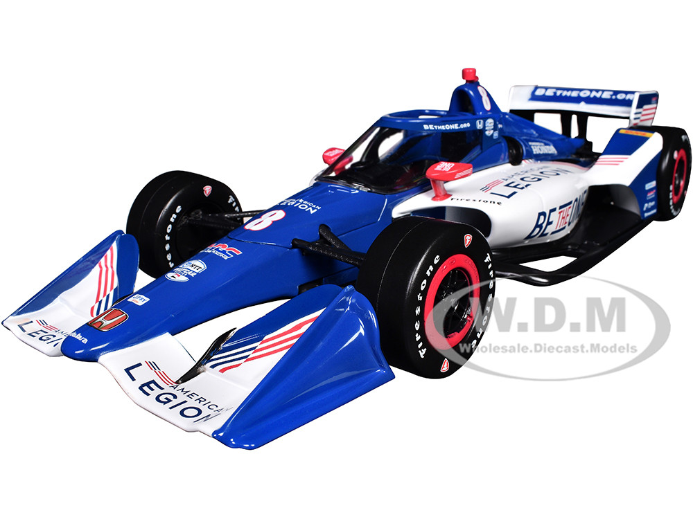 Dallara IndyCar #8 Linus Lundqvist "The American Legion" Chip Ganassi Racing (Road Course Configuration) "NTT IndyCar Series" (2024) 1/18 Diecast Model Car by Greenlight diecast model