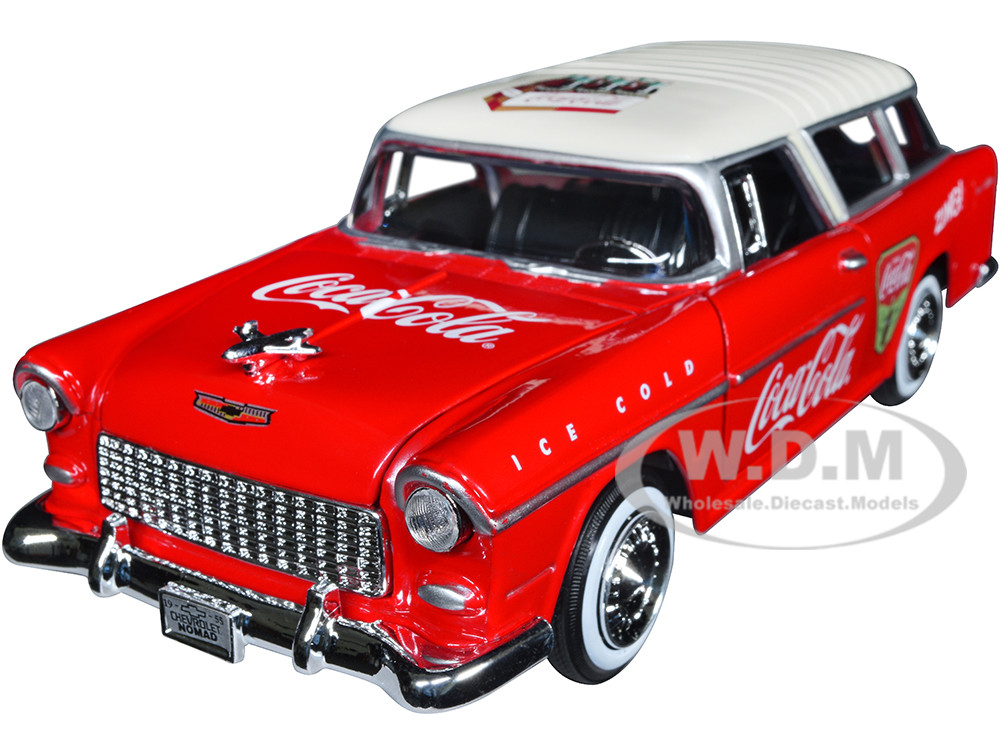 1955 Chevrolet Bel Air Nomad Red with White Top "Coca-Cola" 1/24 Diecast Model Car by Motor City Classics diecast model