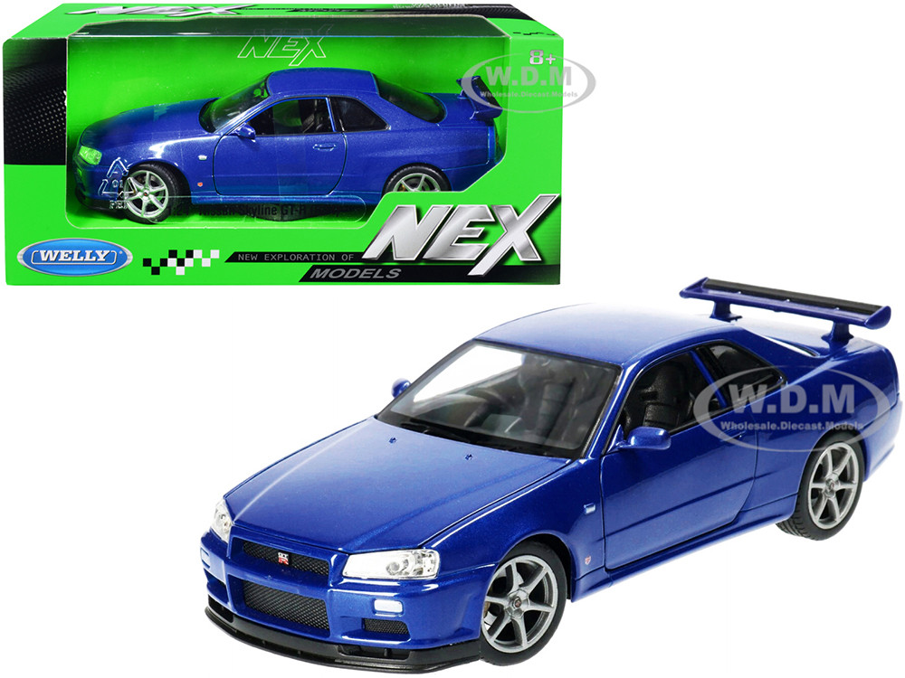 Nissan Skyline GT-R (R34) RHD (Right Hand Drive) Blue Metallic "NEX Models" 1/24 Diecast Model Car by Welly diecast model