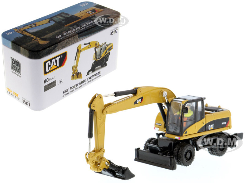CAT Caterpillar M318D Wheeled Excavator with Operator "High Line" Series 1/87 (HO) Diecast Model by Diecast Masters diecast model