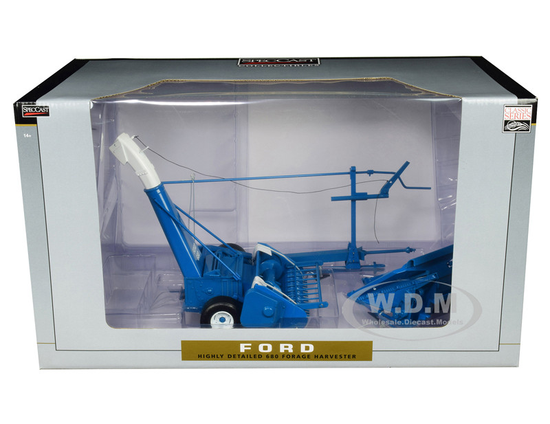 Ford 680 Forage Harvester with Hay Head and Corn Head Blue "Classic Series" 1/16 Diecast Model by SpecCast diecast model