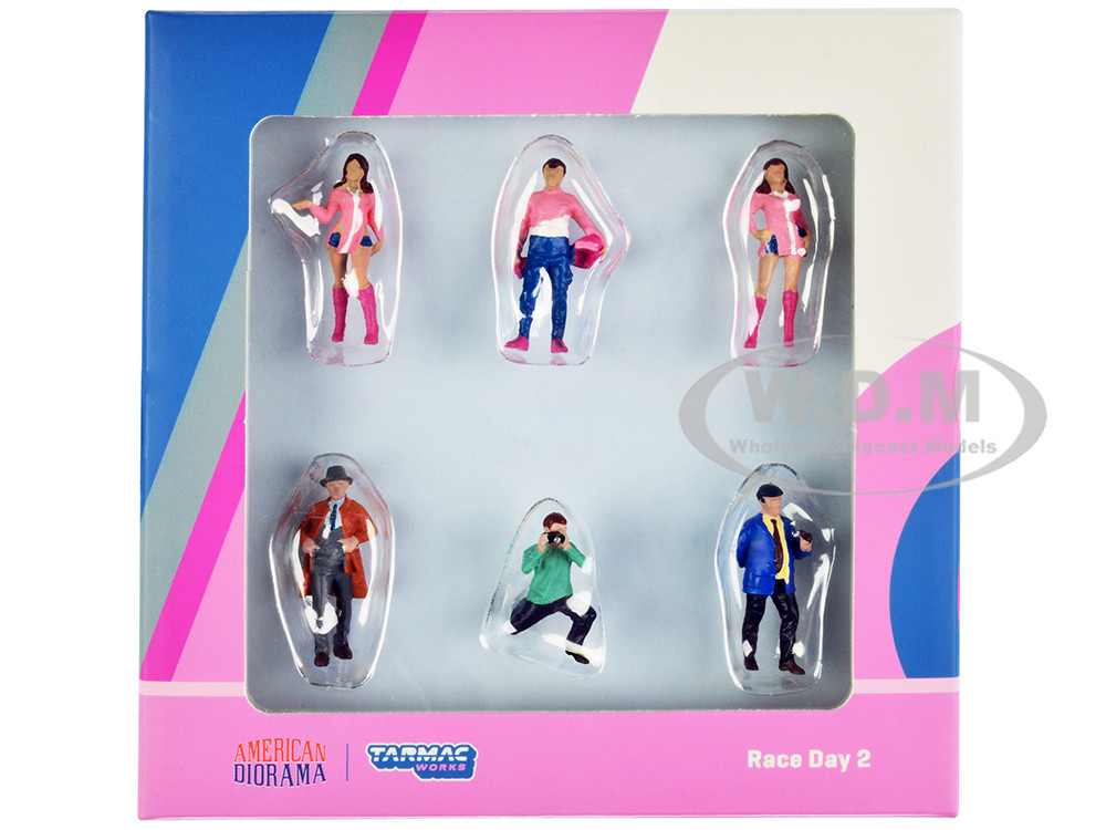"Race Day 2" 6 piece Diecast Figure Set for 1/64 Scale Models by Tarmac Works & American Diorama diecast model