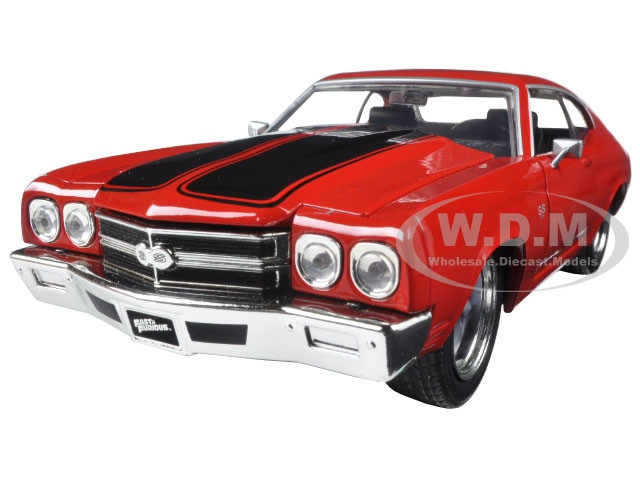 Dom's Chevrolet Chevelle SS Red with Black Stripes "Fast & Furious" Movie 1/24 Diecast Model Car by Jada diecast model