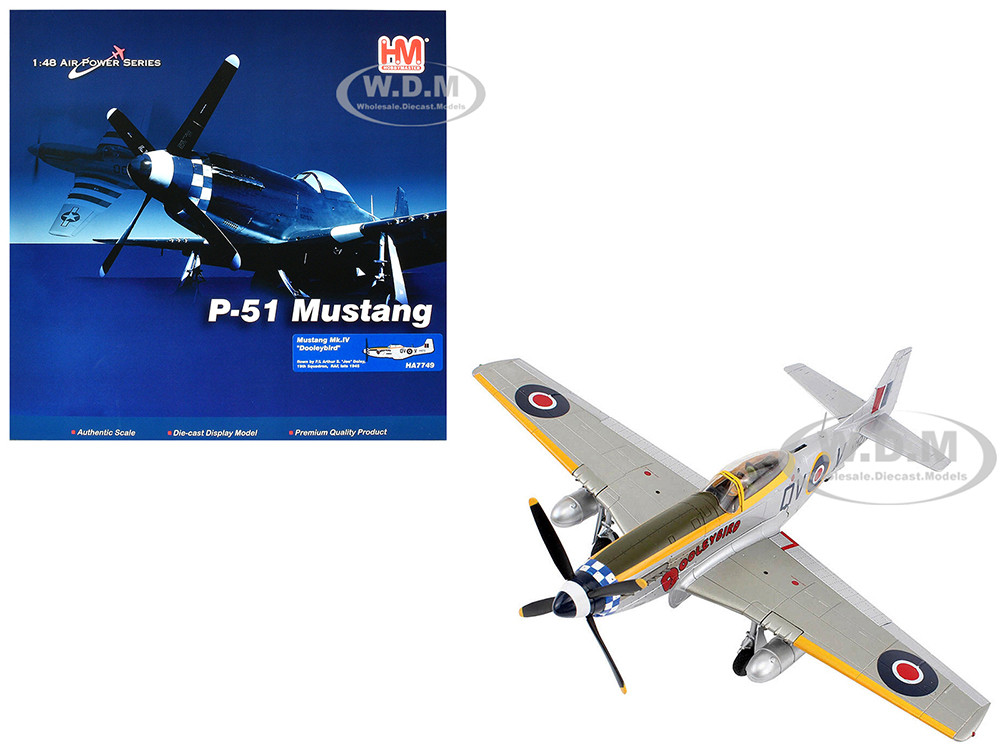 North American Mustang Mk.IV Fighter Aircraft "Flight Lieutenant Arthur S. 'Joe' Doley, 19th Squadron" (1945) British Royal Air Force "Air Power Series" 1/48 Diecast Model by Hobby Master diecast model