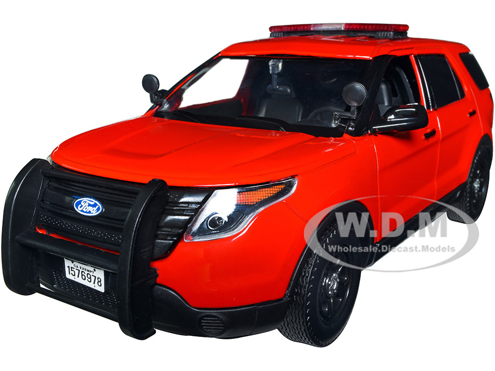 2015 Ford Police Interceptor Utility "Fire Marshal" Plain Red 1/24 Diecast Model Car by Motormax diecast model