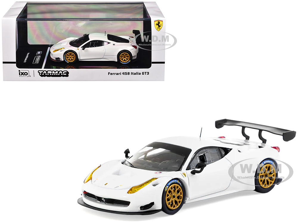 Ferrari 458 Italia GT3 White with Gold Wheels "Road64" Series 1/64 Diecast Model Car by Tarmac Works diecast model
