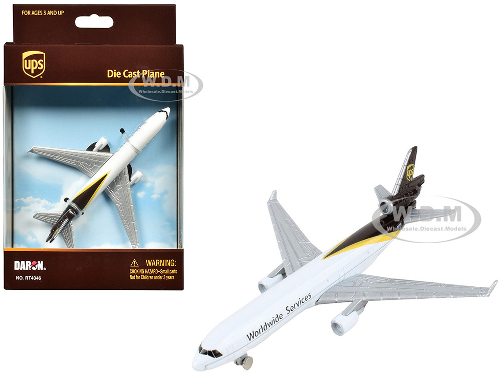 McDonnell Douglas MD-11 Commercial Aircraft "UPS Worldwide Services" (N281UP) White with Brown Tail Diecast Model Airplane by Daron diecast model