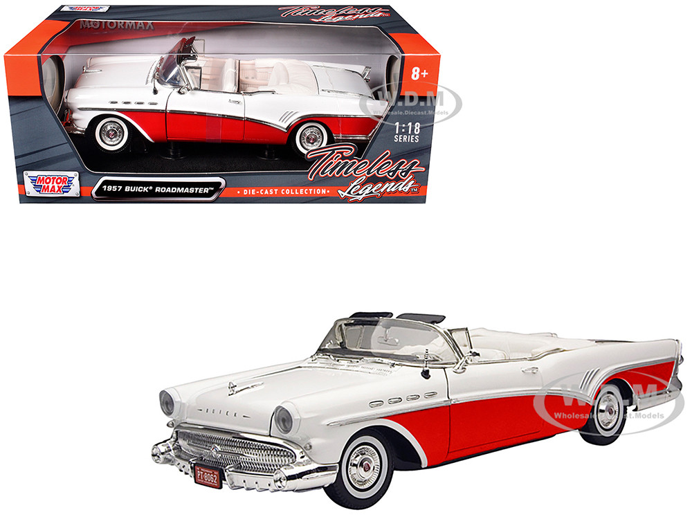 1957 Buick Roadmaster Convertible Red 1/18 Diecast Model Car by Motormax diecast model