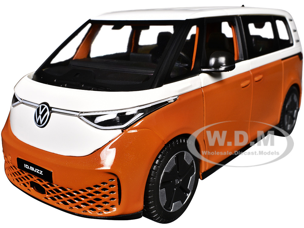 2023 Volkswagen ID. Buzz Van Orange and White "Special Edition" Series 1/24 Diecast Model Car by Maisto diecast model