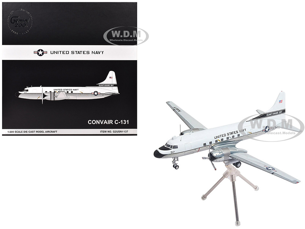 Convair C-131 Samaritan Transport Aircraft "United States Navy - NAS Guantanamo Bay" (141017) White and Gray "Gemini 200" Series 1/200 Diecast Model Airplane by GeminiJets diecast model