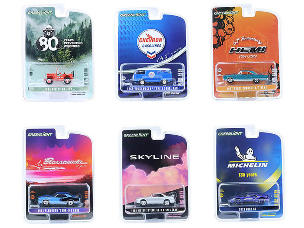 "Anniversary Collection" Set of 6 pieces Series 17 1/64 Diecast Model Cars by Greenlight diecast model
