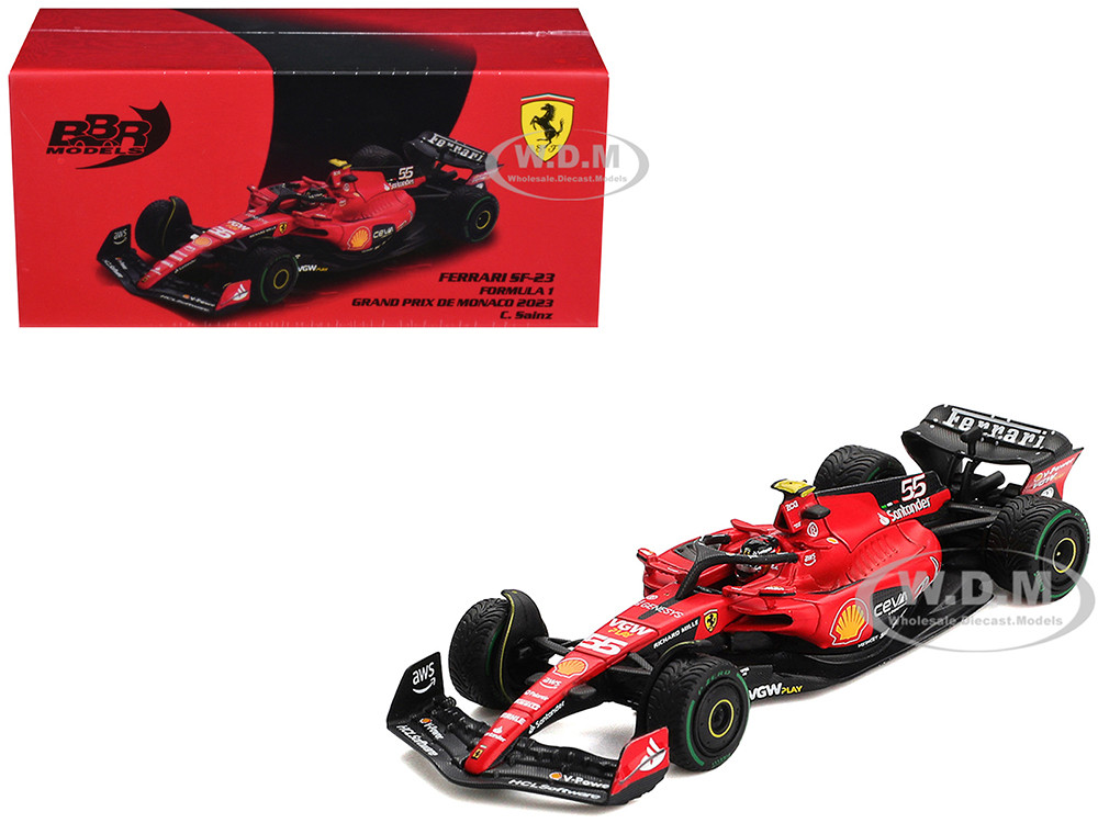 Ferrari SF-23 #55 Carlos Sainz Formula One F1 "Monaco GP" (2023) 1/64 Diecast Model Car by BBR diecast model