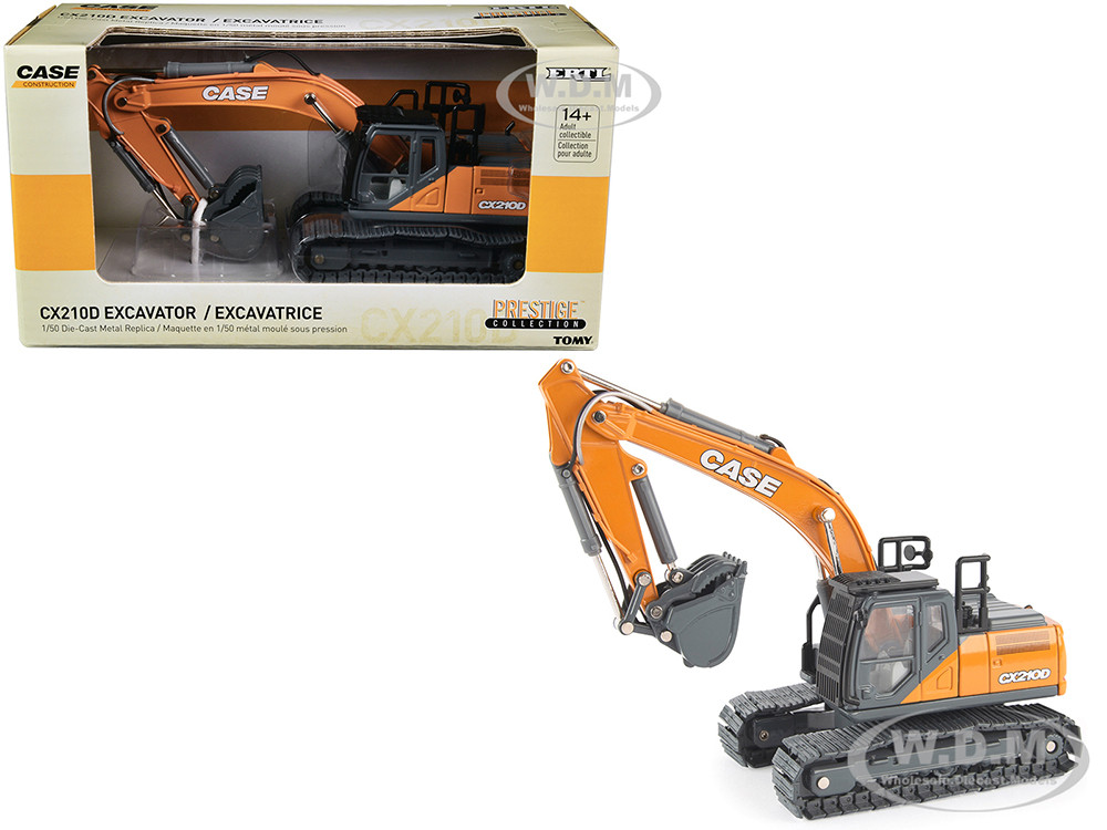Case CX210D Excavator Orange and Gray "Case Construction" 1/50 Diecast Model by ERTL TOMY diecast model