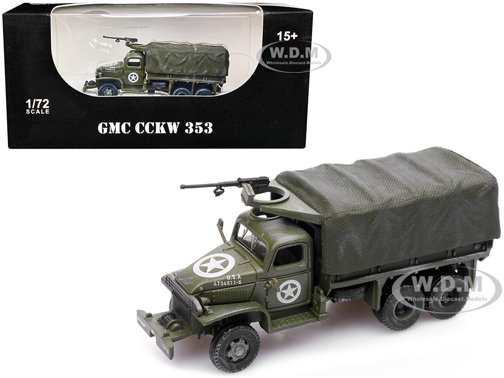 GMC CCKW 353 Truck With Mounted Gun Olive Drab "4734511-S" US Army World War II 1/72 Diecast Model by Legion diecast model