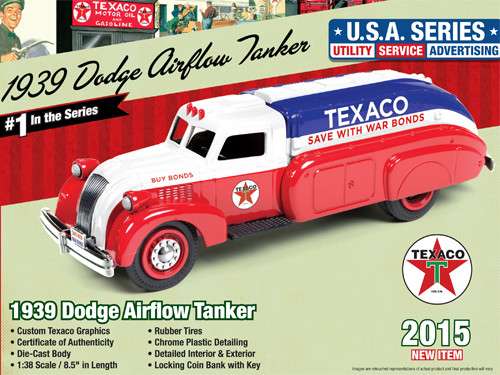 1939 Dodge Airflow Tanker "Texaco" (2015) Series #1 Limited Edition of 1060pc 1/38 Diecast Model by Auto World diecast model