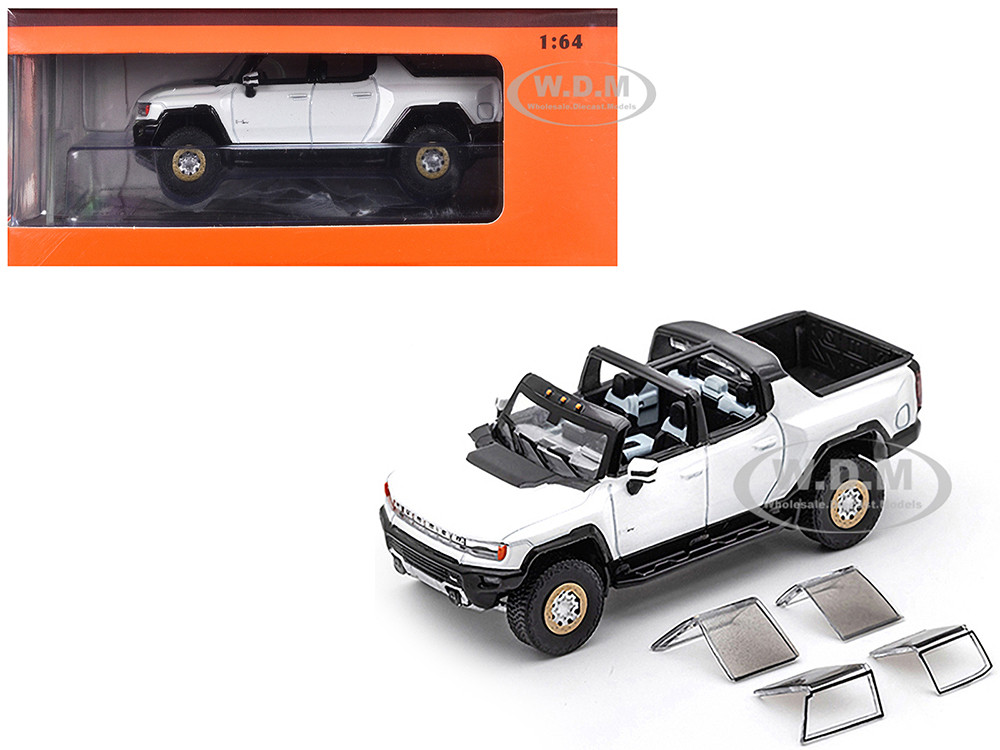2022 GMC Hummer EV Pickup Truck White 1/64 Diecast Model Car by GCD diecast model