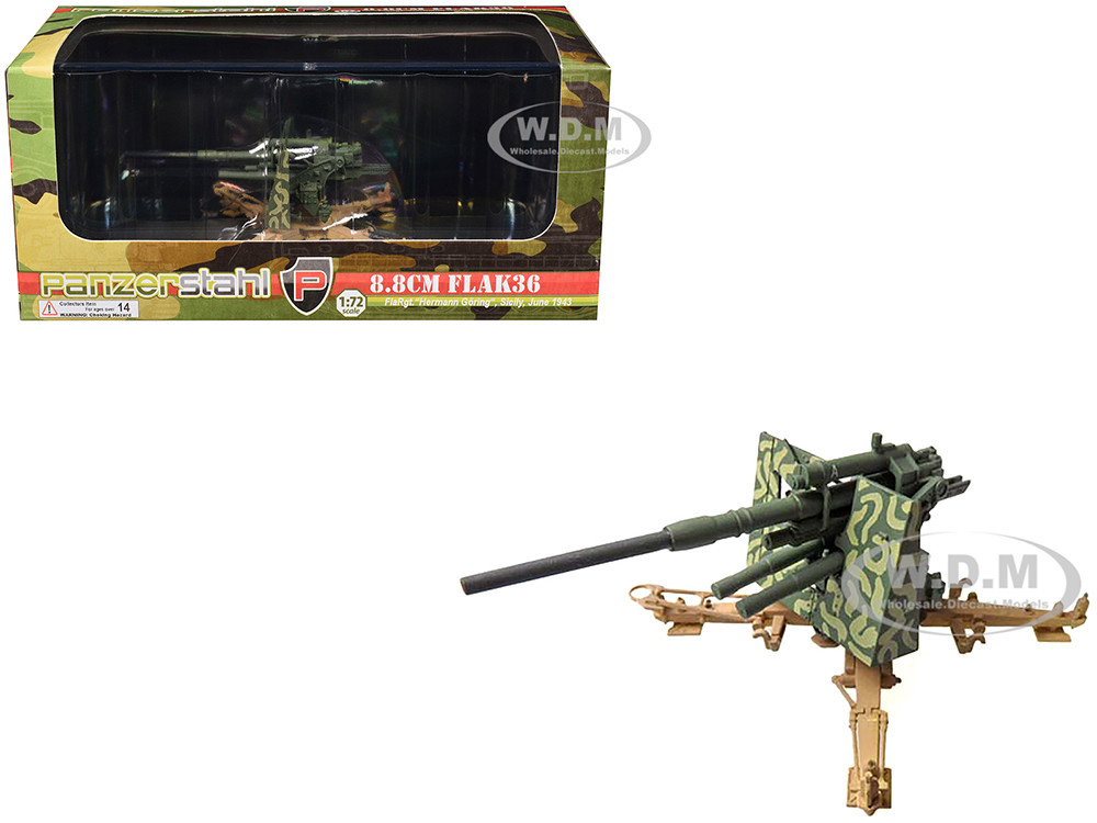 8.8cm Flak36 Gun "FlaRgt., Hermann Goring, Sicily" (1943) German Army 1/72 Diecast Model by Panzerstahl diecast model