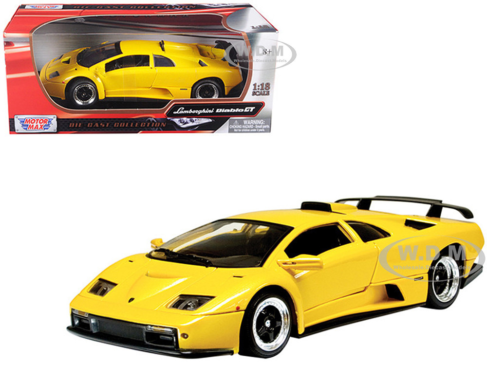 Lamborghini Diablo GT Yellow 1/18 Diecast Model Car by Motormax diecast model