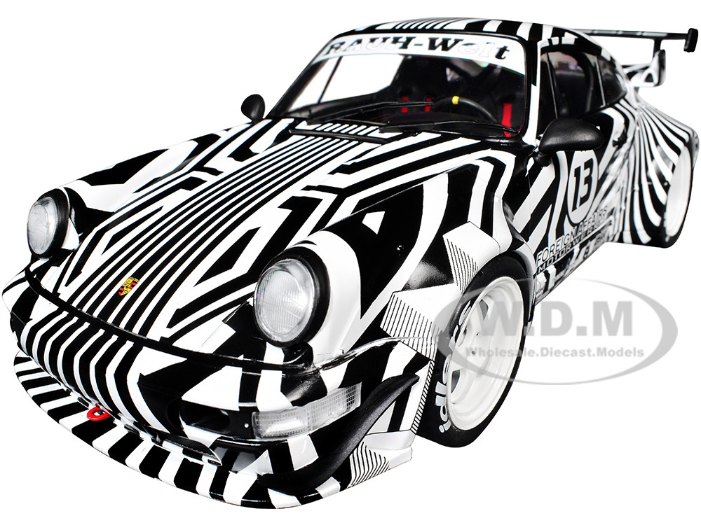 2022 RWB Bodykit #13 "The Zebra" Black and White Striped 1/18 Diecast Model Car by Solido diecast model