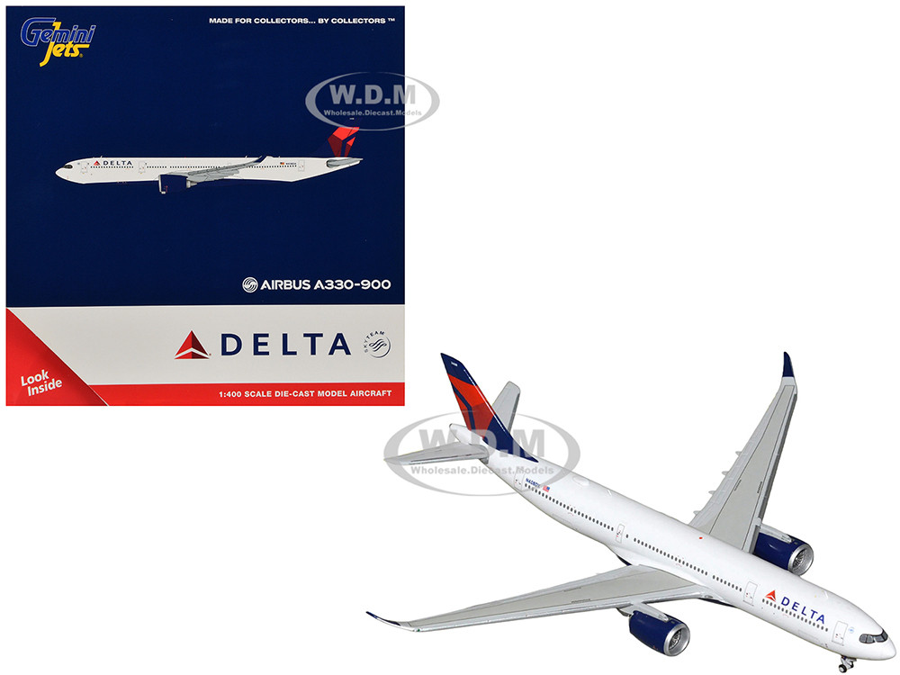 Airbus A330-900 Commercial Aircraft "Delta Air Lines" (N408DX) White with Red and Blue Tail 1/400 Diecast Model Airplane by GeminiJets diecast model