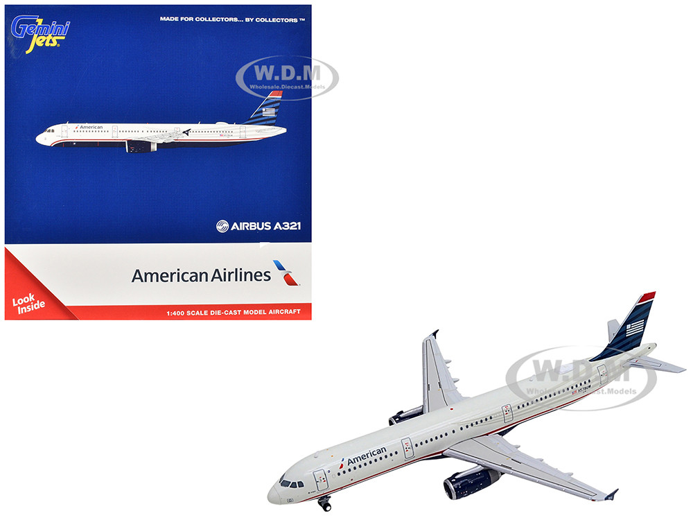 Airbus A321 Commercial Aircraft "American Airlines - US Airways Heritage Jet" (N578UW) White with Blue Tail 1/400 Diecast Model Airplane by GeminiJets diecast model