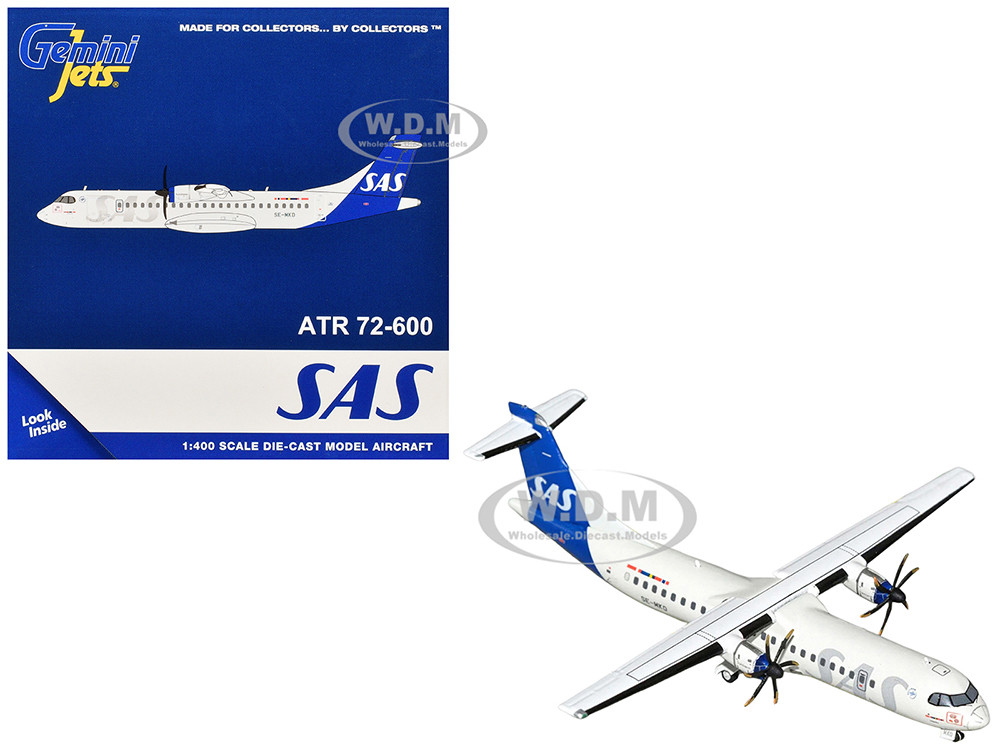 ATR 72-600 Commercial Aircraft "Scandinavian Airlines" (SE-MKD) White with Blue Tail 1/400 Diecast Model Airplane by GeminiJets diecast model