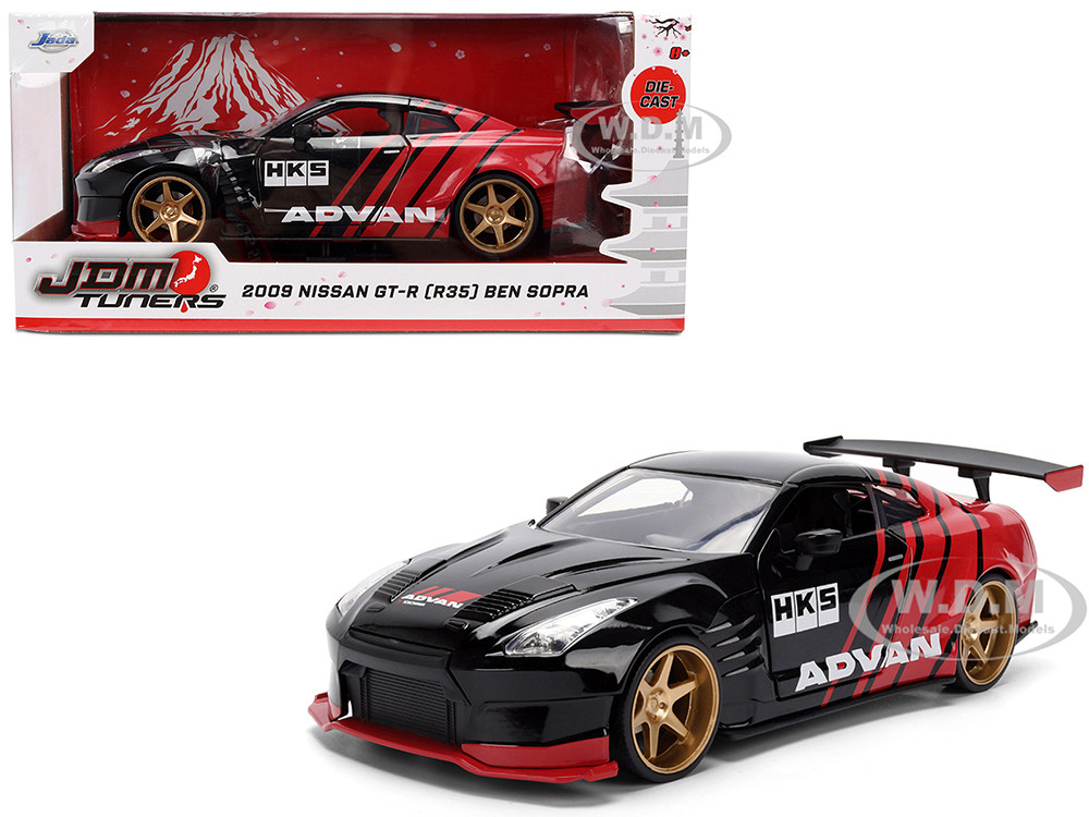 2009 Nissan GT-R (R35) Ben Sopra "Advan" Black and Red "JDM Tuners" Series 1/24 Diecast Model Car by Jada diecast model