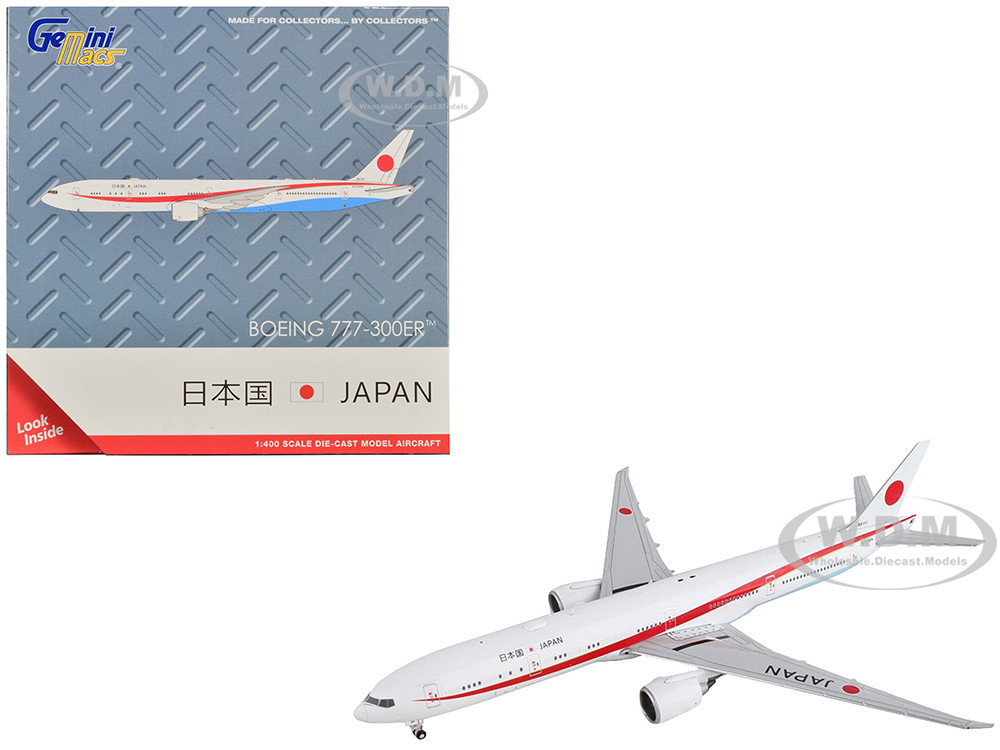 Boeing 777-300ER Commercial Aircraft "Japan Air Self-Defense Force" White with Red Stripes "Gemini Macs" Series 1/400 Diecast Model Airplane by GeminiJets diecast model