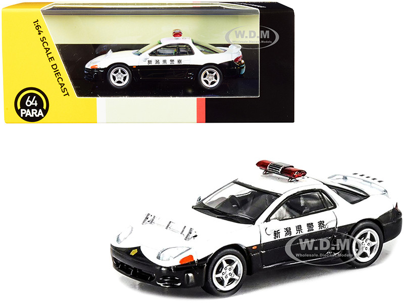 Mitsubishi GTO RHD (Right Hand Drive) Japanese Police White and Black 1/64 Diecast Model Car by Paragon Models diecast model
