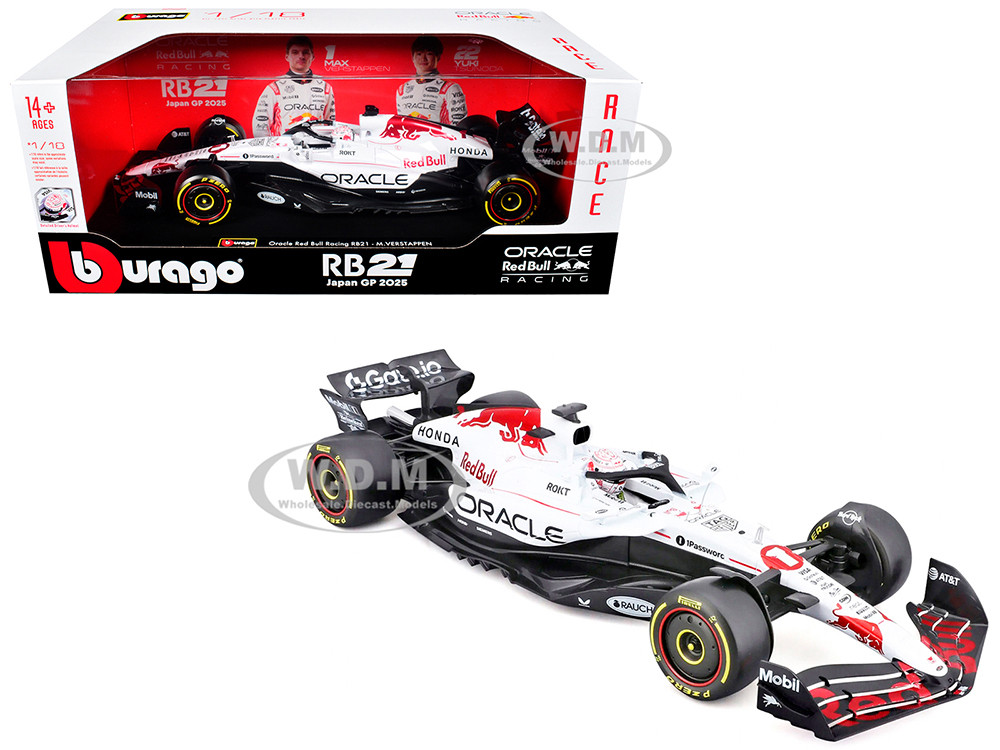 Red Bull Racing RB21 #1 Max Verstappen "Oracle" Winner Formula One F1 "Japanese GP" (2025) "Race" Series 1/18 Diecast Model Car by Bburago diecast model
