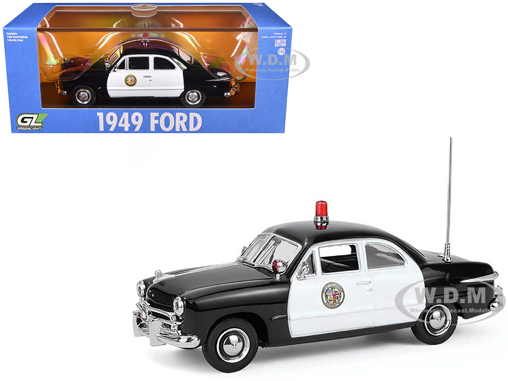 1949 Ford Custom Police Car "LAPD (Los Angeles Police Department)" Black and White 1/43 Diecast Model Car by Greenlight diecast model