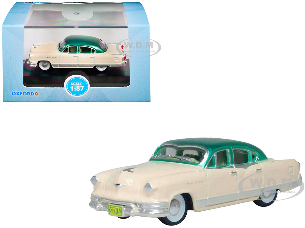 1953 Kaiser Manhattan Stardust Ivory with Jade Green Metallic Top 1/87 (HO) Scale Diecast Model Car by Oxford Diecast diecast model