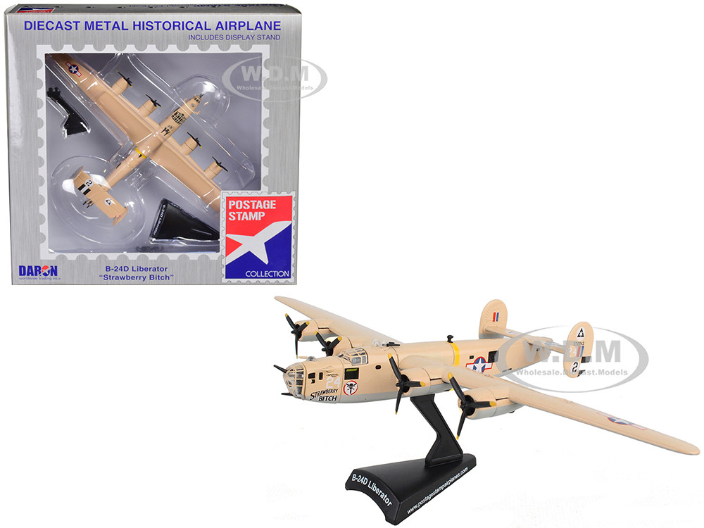 Consolidated B-24D Liberator Bomber Aircraft "Strawberry Bitch, 376th Heavy Bombardment, North Africa" United States Army Air Forces 1/163 Diecast Model Airplane by Postage Stamp diecast model
