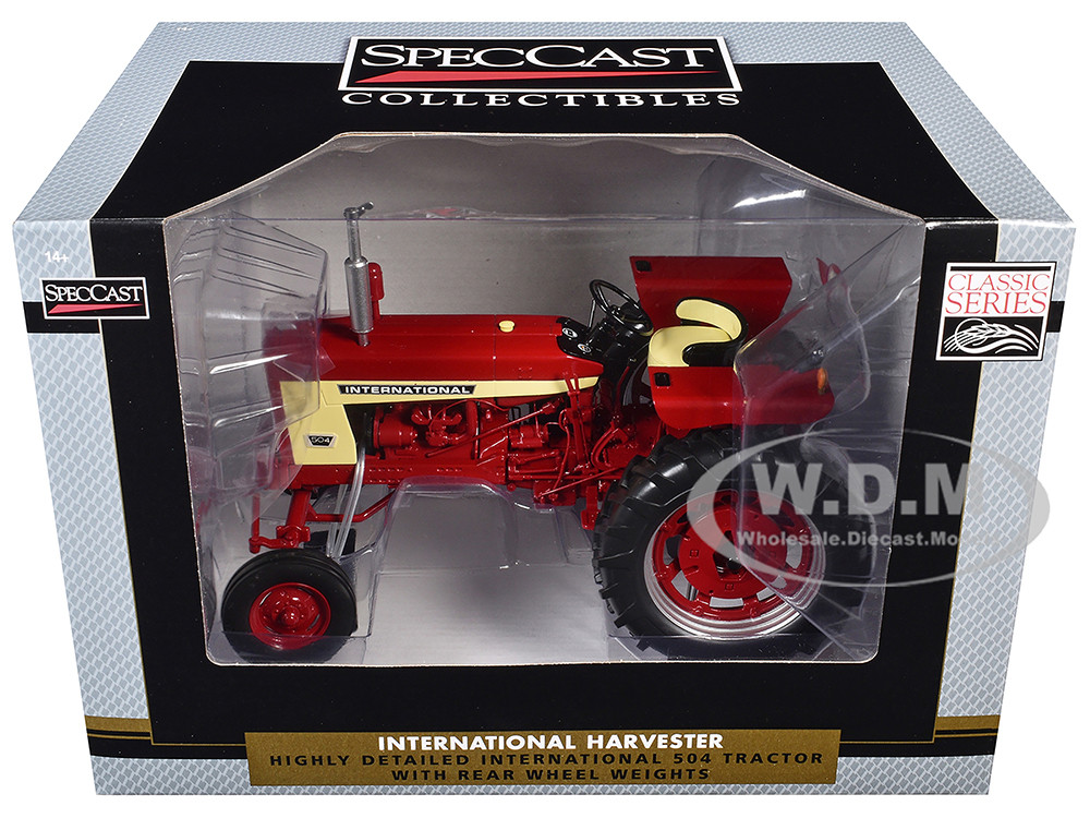 International Harvester 504 Tractor with Rear Wheel Weights Red "Classic Series" 1/16 Diecast Model by SpecCast diecast model