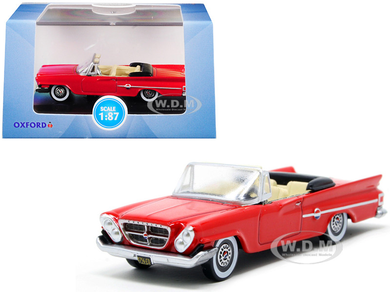 1961 Chrysler 300 Convertible Mardi Gras Red 1/87 (HO) Scale Diecast Model Car by Oxford Diecast diecast model