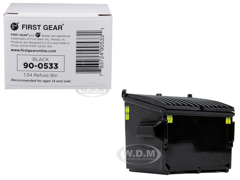 Refuse Trash Bin Black 1/34 Diecast Model by First Gear diecast model