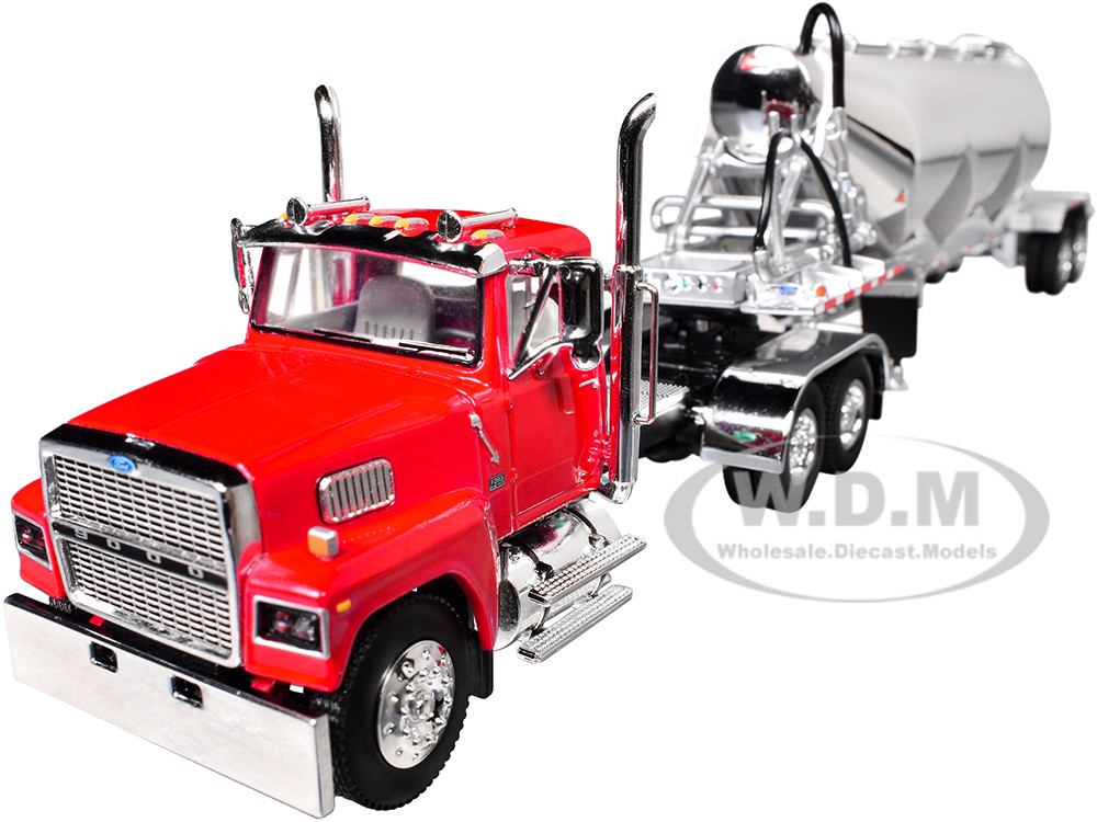 Ford LTL 9000 Day Cab with Heil Pneumatic Tank Trailer Heil Red 1/64 Diecast Model by DCP/First Gear diecast model