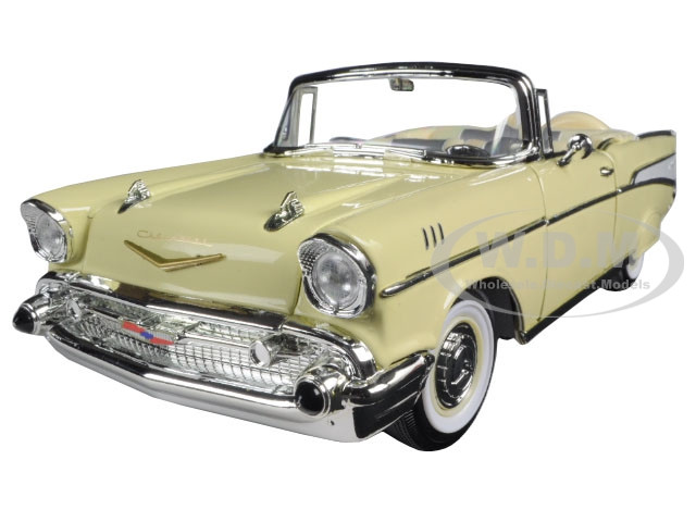 1957 Chevrolet Bel Air Convertible Cream 1/18 Diecast Model Car by Road Signature diecast model