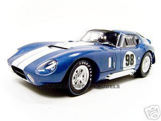 1965 Shelby Cobra Daytona Coupe #98 Blue Metallic with White Stripes 1/18 Diecast Model Car by Shelby Collectibles diecast model