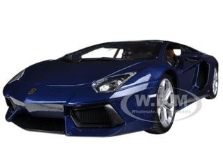 2012 Lamborghini Aventador LP700-4 Dark Blue Metallic 1/18 Diecast Model Car by Bburago diecast model