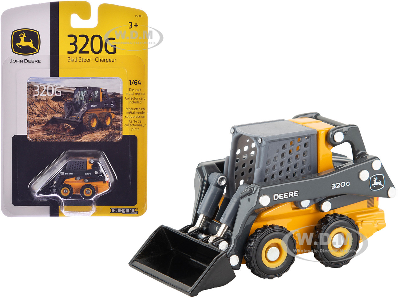 John Deere 320G Skid Steer Yellow and Gray 1/64 Diecast Model by ERTL TOMY diecast model