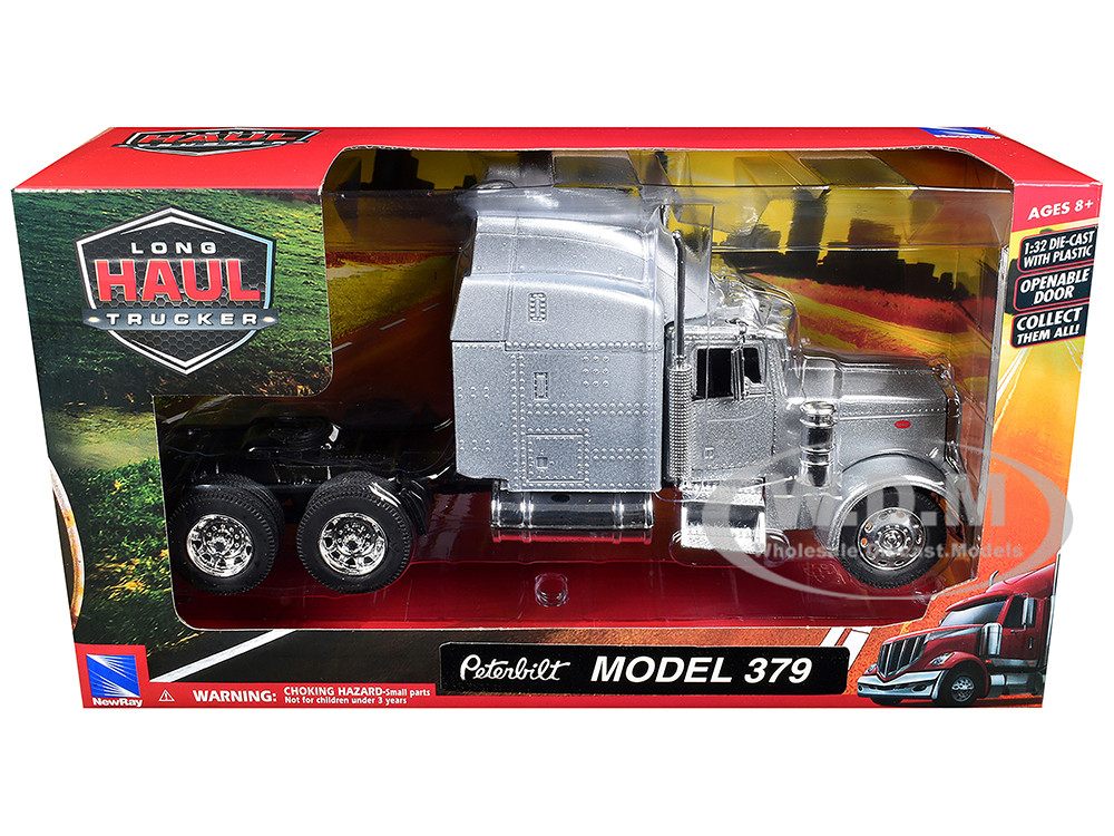 Peterbilt 379 Truck Tractor Silver Metallic "Long Haul Trucker" Series 1/32 Diecast Model by New Ray diecast model