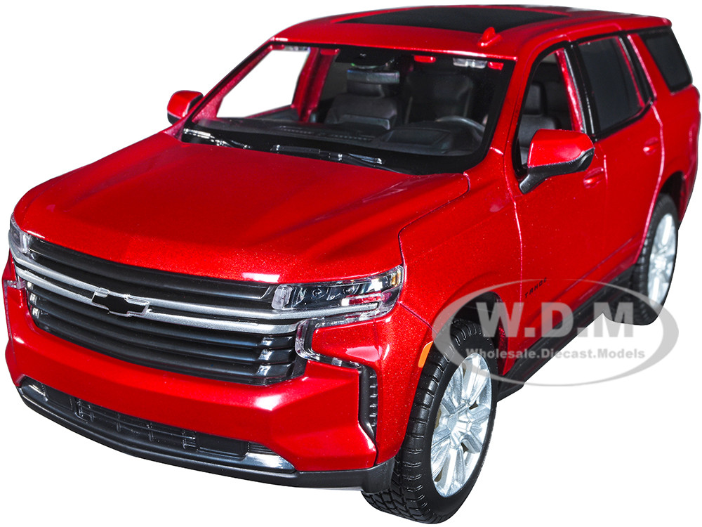 2021 Chevrolet Tahoe Red Metallic with Sunroof 1/24 Diecast Model Car by Maisto diecast model