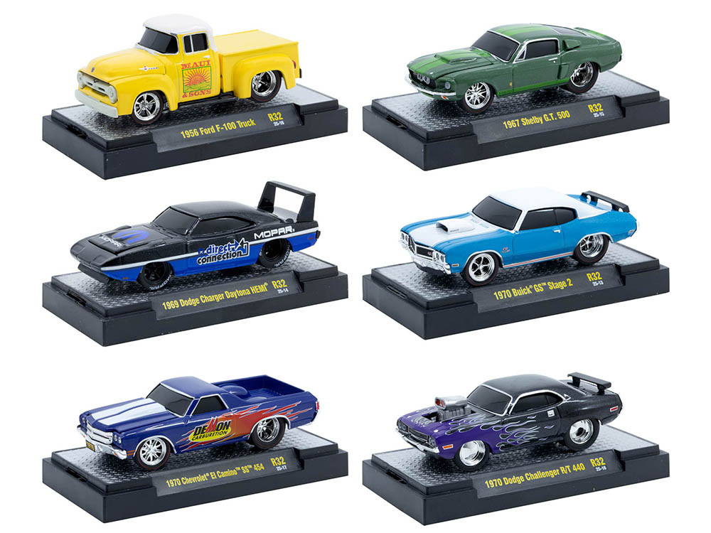 "Ground Pounders" 6 Cars Set Release 32 IN DISPLAY CASES Limited Edition 1/64 Diecast Model Cars by M2 Machines diecast model